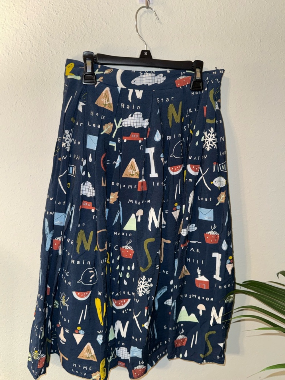 Graphic Navy Circle Skirt with Playful Print